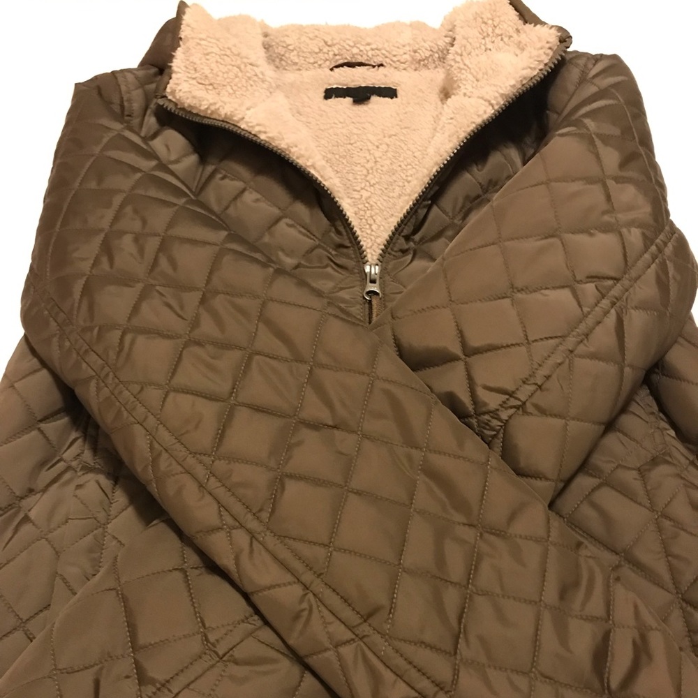 Brown puffy coat with Sherpa lining